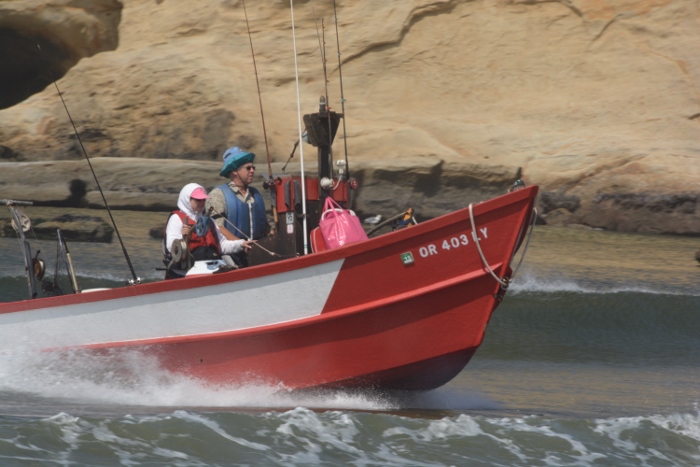 a dory boat has come onto shore